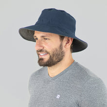 Load image into Gallery viewer, Model Front: Men's Bucket Hat Australia — Navy Blue/Lead UPF50+
