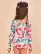 Load image into Gallery viewer, Model Back: Uv Line Girl's One-Piece Swimsuit Girl Borboletinha Upf50+