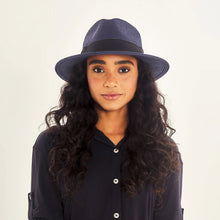 Load image into Gallery viewer, Panama sun hat navy blue UPF50+