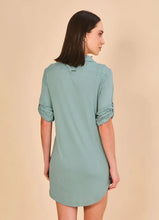 Load image into Gallery viewer, Model Back: Uv Line Shirtdress Shirtdress Copenhagen Water Green Upf50+