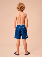 Load image into Gallery viewer, Model Back: Boys' Swim Shorts — Pirate Print, UPF50+