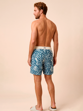 Load image into Gallery viewer, Model Back: Men's Board Shorts — Blue Tie-Dye, UPF50+