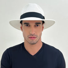 Load image into Gallery viewer, Image 05: Uv Line Panama Hat Hat Shanghai Imp Uni White Black Upf50+