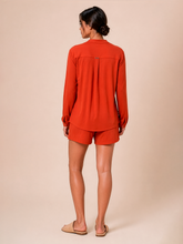 Load image into Gallery viewer, Model Back: Women's Beach Shirt — Red, UPF50+