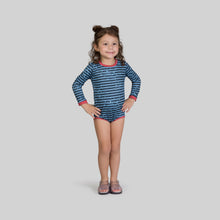 Load image into Gallery viewer, Model Front: Uv Line Baby Swimwear Macaquinho Baby Listras Upf50+