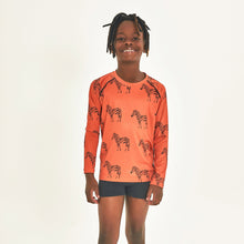 Load image into Gallery viewer, Kids long sleeve rash vest zebra sunset UPF50+