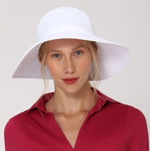 Load image into Gallery viewer, Model Front: Uv Line Floppy Hat Hat Lyon Nac L Fem White Upf50+
