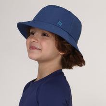 Load image into Gallery viewer, Image 02: Uv Line Bucket Hat Hat Basic Kids Inf Navy Blue Upf50+