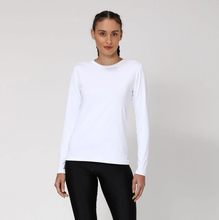 Load image into Gallery viewer, Model Front: Uv Line Rash Guard Women Fpu50+ Uvpro Long Sleeve T-Shirt White Uv