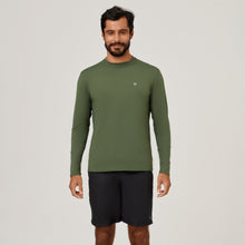 Load image into Gallery viewer, Men's long sleeve UV swim shirt military green UPF50+