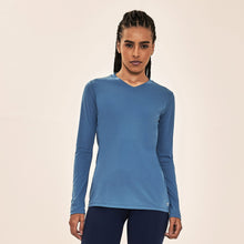 Load image into Gallery viewer, Women's long sleeve rash vest sport fit steel grey UPF50+