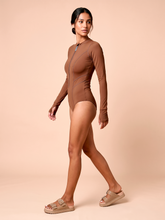 Load image into Gallery viewer, Image 03: Long Sleeve Swimsuit Macae Brown UPF50+