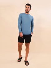 Load image into Gallery viewer, Model Front: Uv Line Rash Guard Longsleeve Uvpro Masc Indigo Upf50+