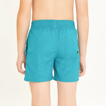 Load image into Gallery viewer, Model Back: Uv Line Boy's Swimwear Short Aqua Lucca Petroleo Upf50+
