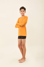 Load image into Gallery viewer, Image 03: Uv Line Rash Guard Longsleeve Uvpro Kids Orange Upf50+
