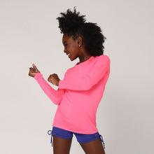 Load image into Gallery viewer, Model Back: Uv Line Rash Guard Camiseta Uvlight Pink Fluor Spf50+