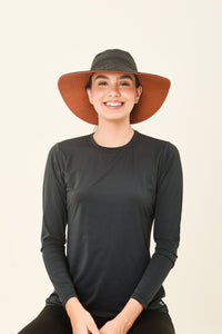 San Remo Floppy Hat - Black & Caramel - UPF50+
