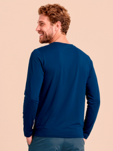 Load image into Gallery viewer, Model Back: Men's Long Sleeve Rash Guard — Cobalt Blue, UPF50+
