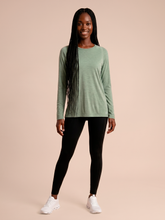 Load image into Gallery viewer, Model Front: Women's Long Sleeve Rash Guard — Green, UPF50+
