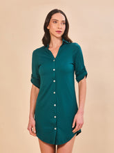 Load image into Gallery viewer, Model Front: Shirtdress Copenhagen Petroleo UPF50+
