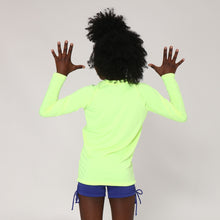 Load image into Gallery viewer, Model Back: Uv Line Rash Guard Camiseta Uvlight Amarelo Fluor Spf50+
