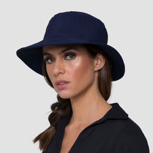Load image into Gallery viewer, Model Front: Uv Line Bucket Hat Hat California Nac Fem Navy Blue Upf50+
