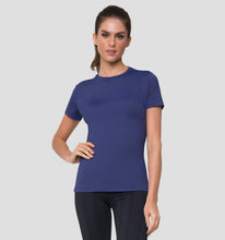 Load image into Gallery viewer, Model Back: Uv Line Fitness Top T-Shirt Uvpro Fem Navy Blue Upf50+
