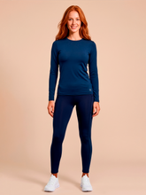 Load image into Gallery viewer, Model Front: Women's Long Sleeve Rash Guard — Cobalt Blue, UPF50+
