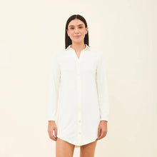 Load image into Gallery viewer, Model Front: Uv Line Shirtdress Shirtdress Copenhagen Fem Off White Upf50+
