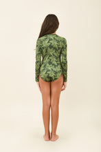 Load image into Gallery viewer, Model Back: Uv Line Girl's One-Piece Girl Macae Folhagem Verde Upf50+
