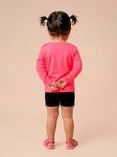 Load image into Gallery viewer, Model Back: Baby's Long Sleeve Rash Guard — Fluoro Pink, UPF50+
