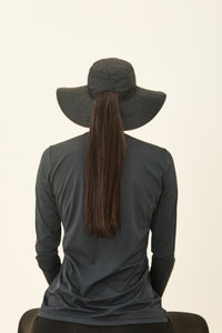 San Remo Floppy Hat - Black & Caramel - UPF50+