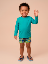 Load image into Gallery viewer, Model Front: Baby's Long Sleeve Rash Guard — Sea Green, UPF50+
