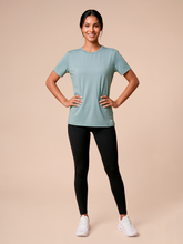 Load image into Gallery viewer, Model Front: Women's UV Beach Top — Green, UPF50+

