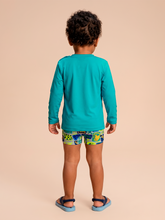 Load image into Gallery viewer, Model Back: Baby's Long Sleeve Rash Guard — Sea Green, UPF50+
