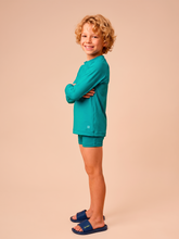 Load image into Gallery viewer, Image 03: Kids' Long Sleeve Rash Guard — Sea Green, UPF50+
