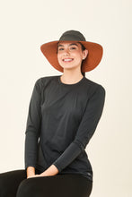 Load image into Gallery viewer, San Remo Floppy Hat - Black &amp; Caramel - UPF50+
