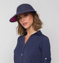 Load image into Gallery viewer, Model Front: Uv Line Caps Visor Capri Colors Nac Fem Navy Blue Rose Upf50+
