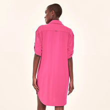 Load image into Gallery viewer, Model Back: Uv Line Shirtdress Shirtdress Copenhagen Cherry Hot Pink Upf50+
