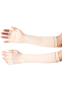 Fingerless Long Gloves Beige UPF50+