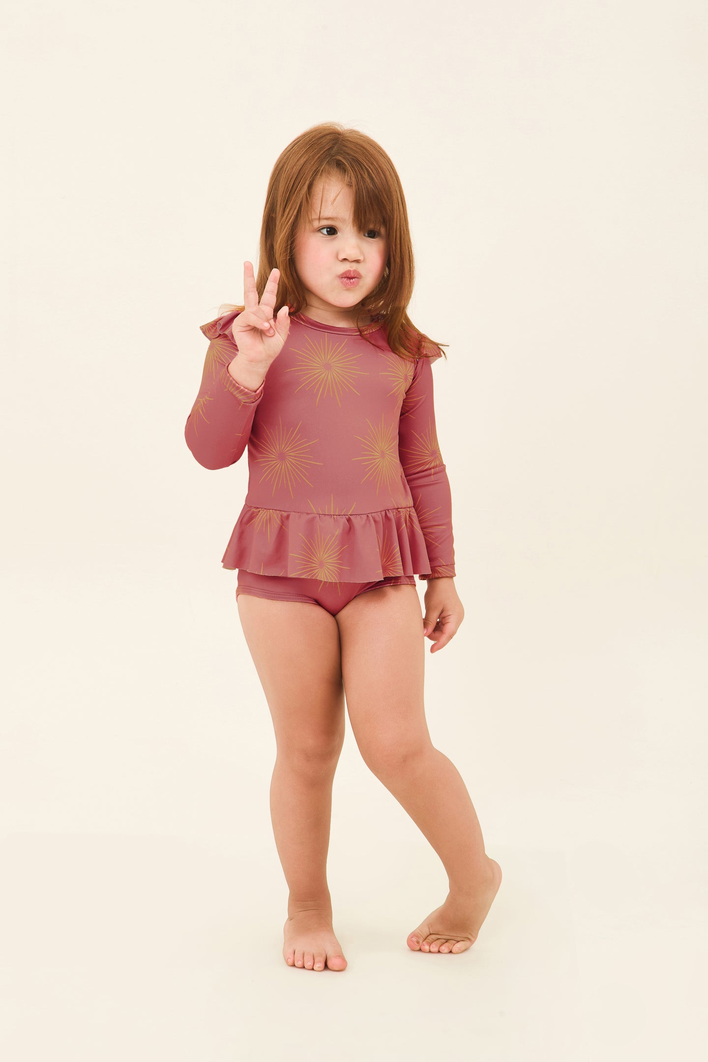 Toddler Shine Two Piece Swimsuit -  Mauve- UPF50+