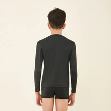 Load image into Gallery viewer, Model Back: Uv Line Rash Guard Longsleeve Uvpro Kids Black Upf50+
