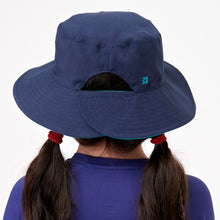 Load image into Gallery viewer, Kids Floppy Hat California Navy/Aqua UPF50+
