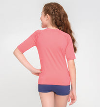 Load image into Gallery viewer, Kids UVPRO Rash Guard Short Sleeve Rose UPF50+
