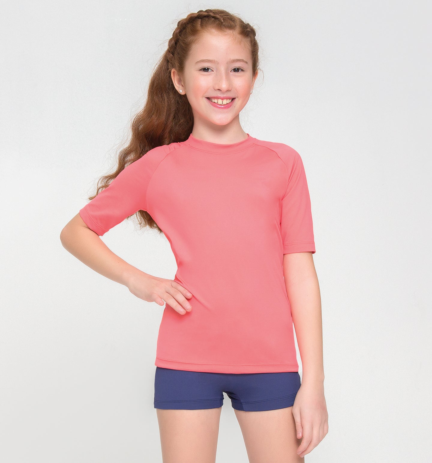 Kids UVPRO Rash Guard Short Sleeve Rose UPF50+