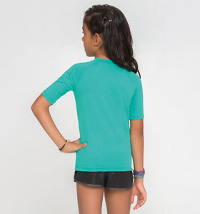 Kids UVPRO Rash Guard Short Sleeve Teal UPF50+