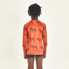 Load image into Gallery viewer, Kids Rash Guard Long Sleeve Zebra Sunset UPF50+
