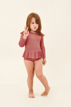 Load image into Gallery viewer, Model Front: Uv Line Baby Swimwear Baby Shine Malva Up50+
