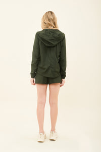 Model Back: Uv Line Fitness Cover Up Bag-Foldable Windbreaker Jacket Verde Militar
