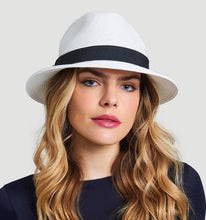 Load image into Gallery viewer, Model Front: Uv Line Panama Hat Chapeu Shanghai Imp Uni Branco/Preto

